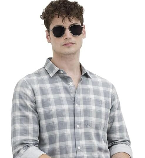 Grey Checkered Casual Shirt