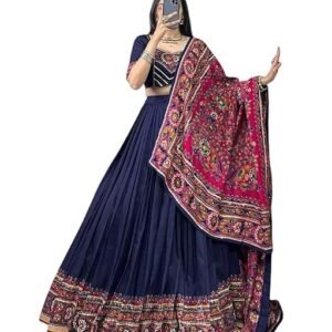 Women's Floral & Patola Print With Foil Work Dolla silk Lehenga Choli Whit Unstitched Blouse | Designer Ethnic Wear Semi Stitched Wedding Special Foil Work Lehenga Choli