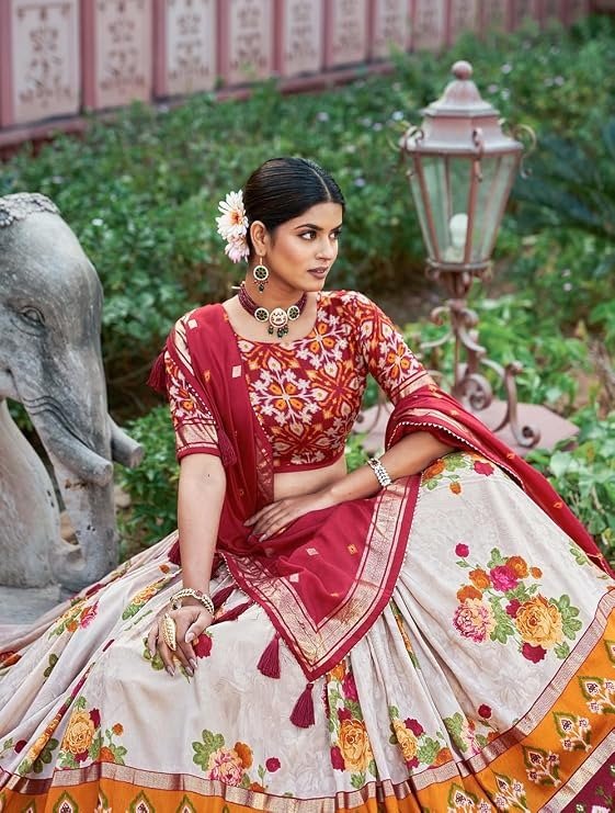 Silk With Patola Print And Foil Work Lehenga choli - Image 3