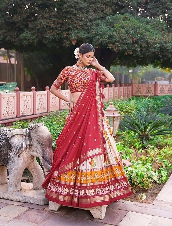 Silk With Patola Print And Foil Work Lehenga choli - Image 2