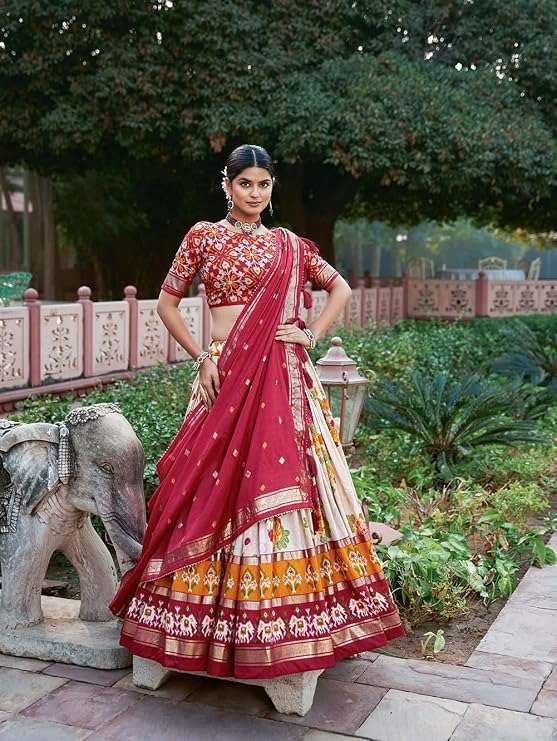 Silk With Patola Print And Foil Work Lehenga choli - Image 4