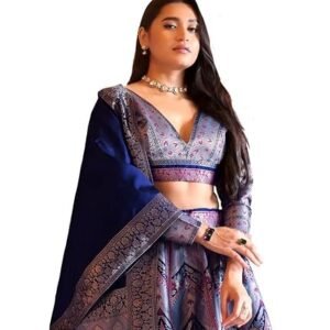 Women Faux Silk Semi-Stitched Lehenga Choli Set